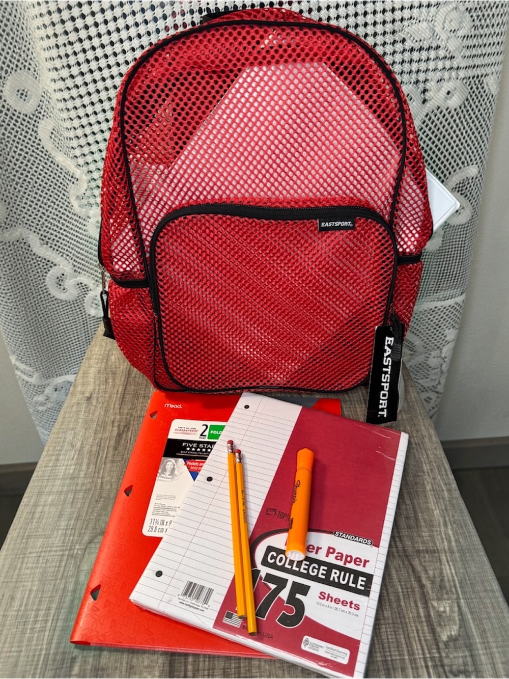 NWT Eastsport Red Mesh Clear Backpack Bundle | School Supplies | Back to School